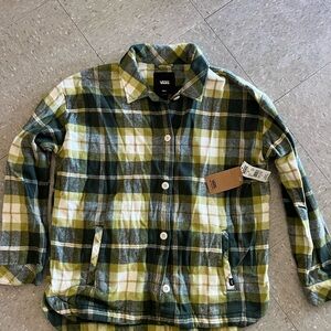 Vans Green Plaid Button-Up Shirtvans flannel jacket s